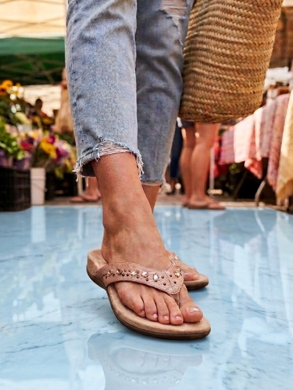 Vionic Womens Tan Jewel Thong Sandals Sz 9 - Picture 1 of 8
